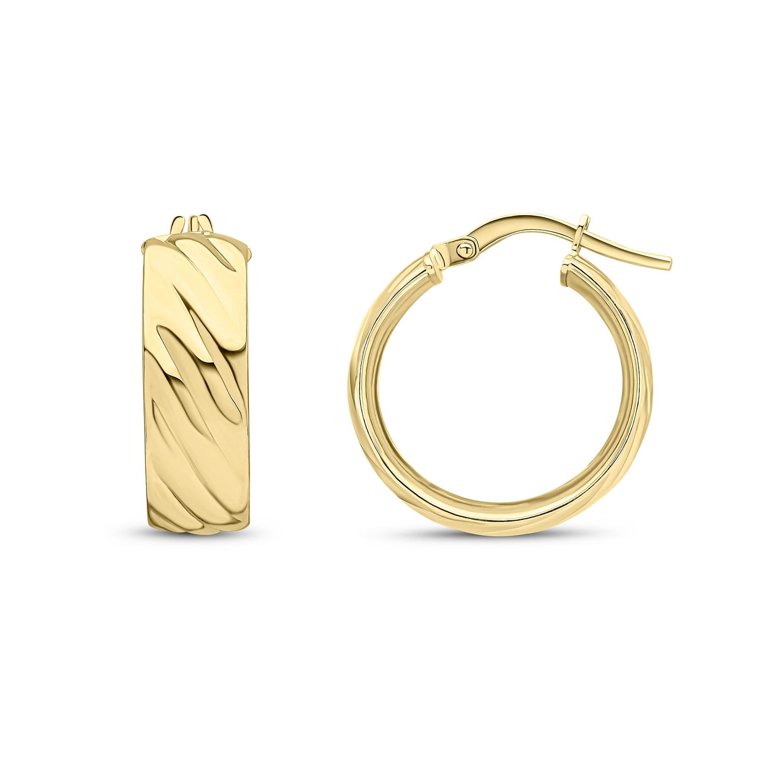 9ct Yellow Gold Wave Hoop Earrings