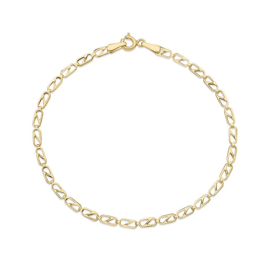 9ct Yellow Gold Open Teardrop Link Bracelet