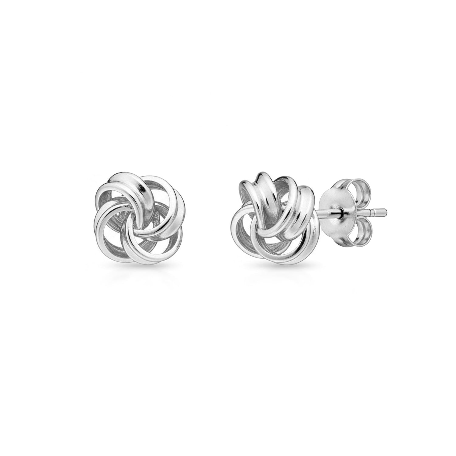 9ct White Gold Polished Multi-Loop Knot Stud Earrings — 9mm