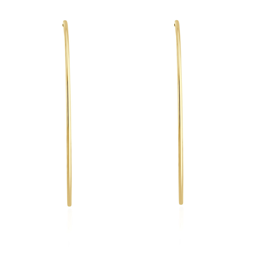 9ct Yellow Gold Thin Sleeper Hoop Earrings — 63x1.5mm