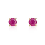 9ct Yellow Gold Round Natural Ruby Claw Stud Earrings — 4mm