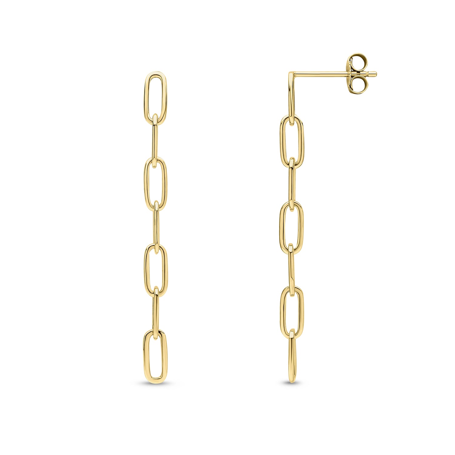 9ct Yellow Gold Paperchain Drop Earrings — 43mm