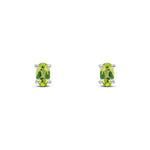 9ct White Gold Oval Natural Peridot Claw Stud Earrings — 5x3mm