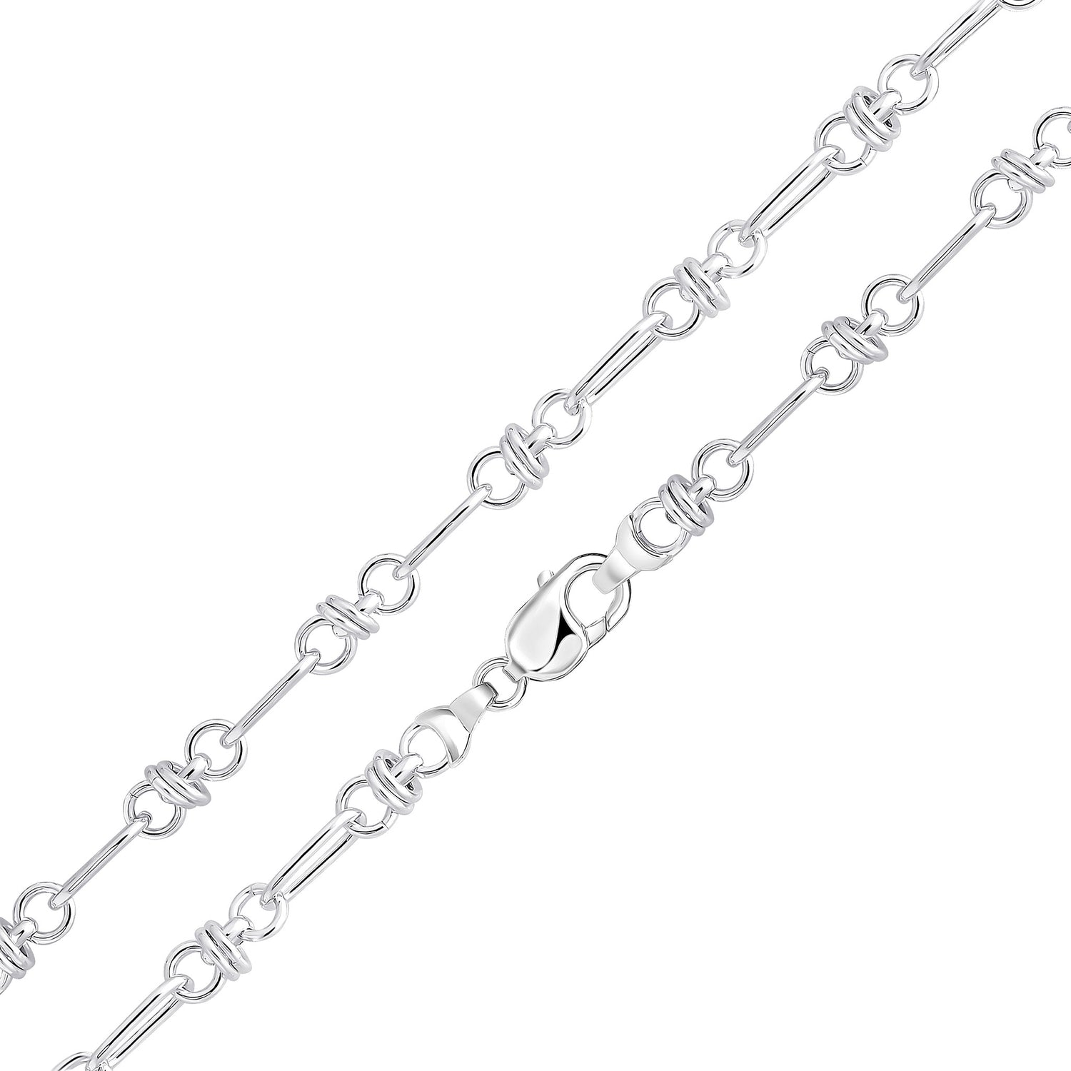 Sterling Silver 7.5mm Oval Multi Link Necklace with Lobster Clasp