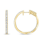 18ct Yellow Gold Full Natural Diamond Round Hoop Earrings — 25mm