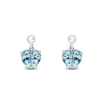 9ct White Gold Heart Shaped Natural Aquamarine Claw Drop Earrings with Bead Top — 6mm