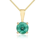 9ct Yellow Gold Round Natural Emerald Claw Pendant — 5mm
