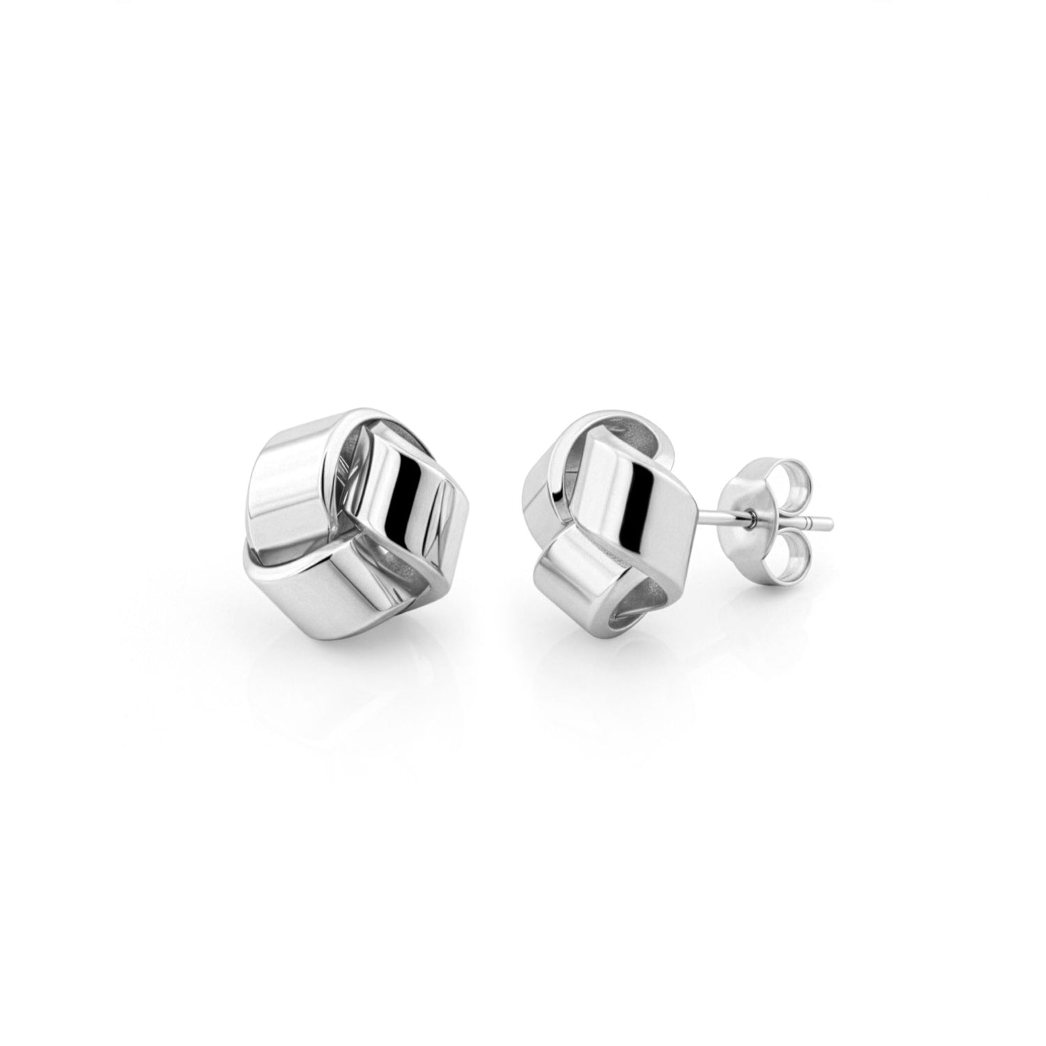 9ct White Gold Polished Classic Knot Stud Earrings — 9.5mm