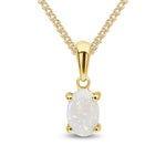 9ct Yellow Gold Oval Natural Opal Claw Pendant — 6x4mm
