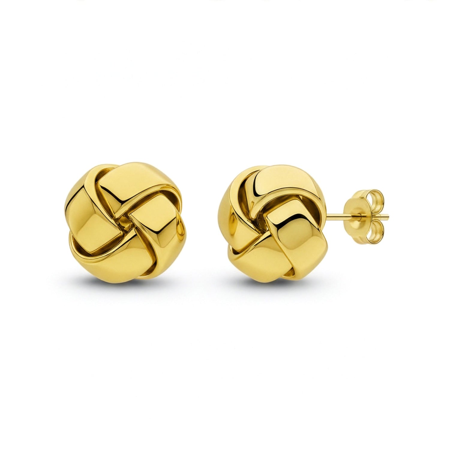 9ct Yellow Gold Polished Ribbon Knot Stud Earrings — 15mm
