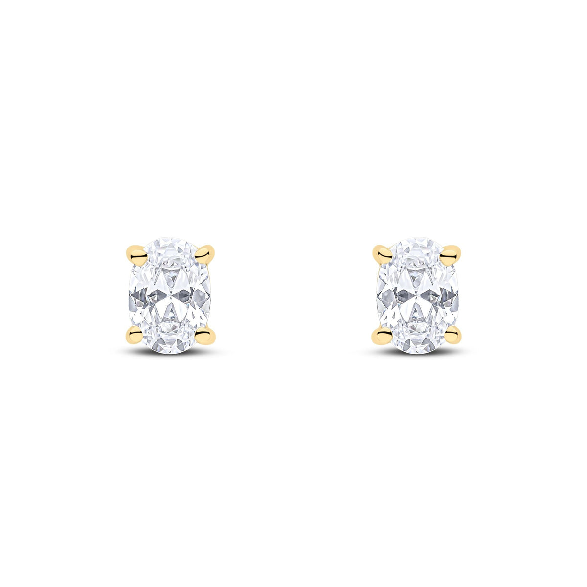 9ct Yellow Gold Oval Cubic Zirconia CZ Stud Earrings — 7x5mm