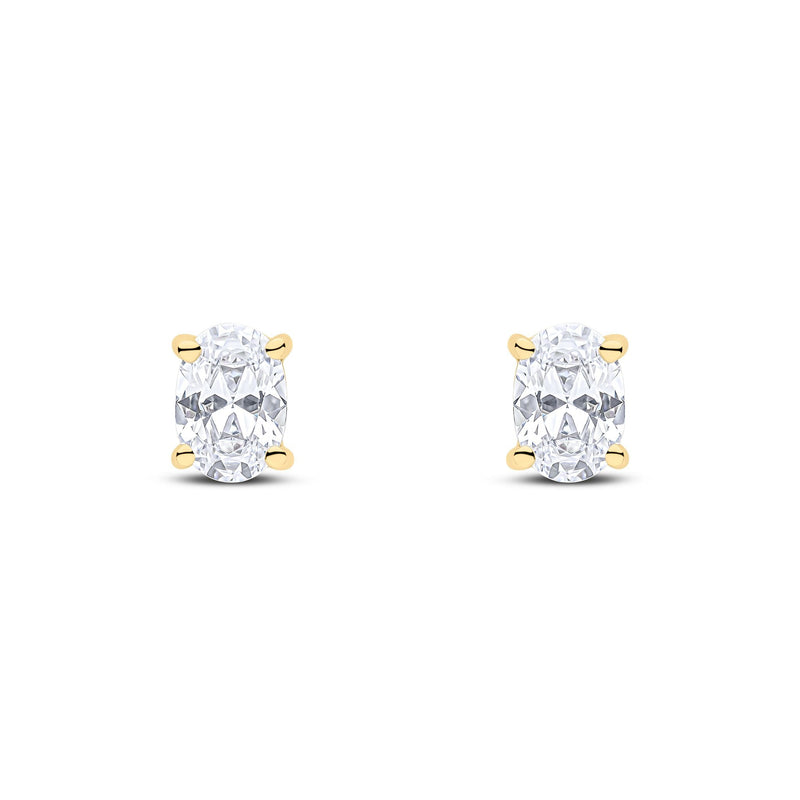 9ct Yellow Gold Oval Cubic Zirconia CZ Stud Earrings — 7x5mm