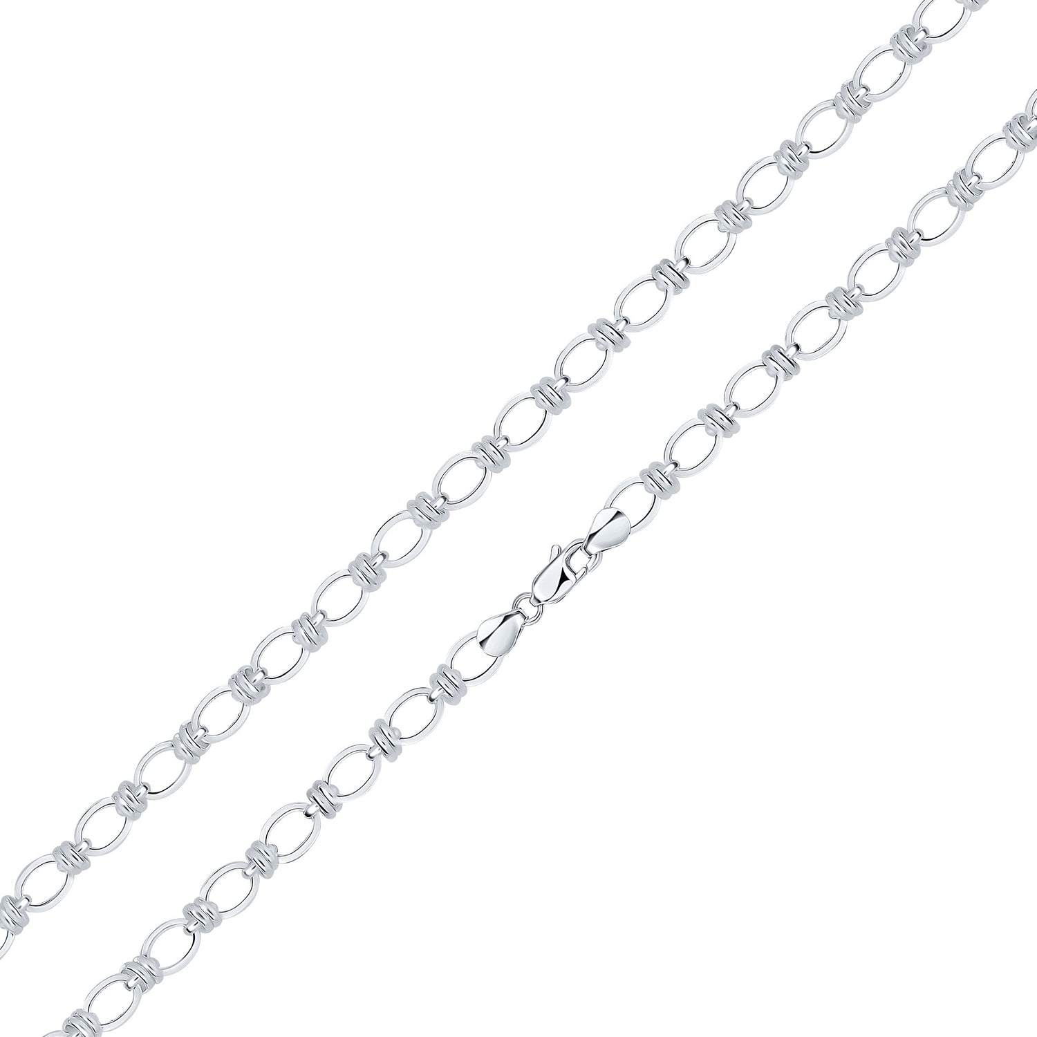 Sterling Silver 7.1mm Square Oval Necklace