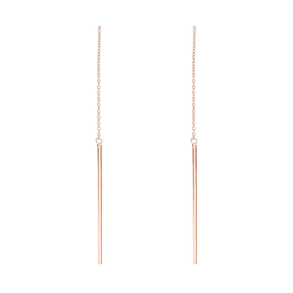 9ct Rose Gold Bar Pull-Through Earrings