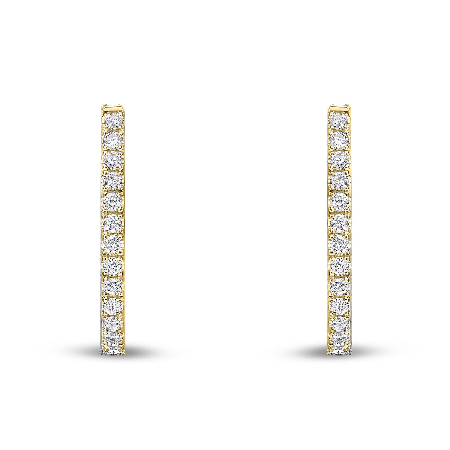 18ct Yellow Gold Natural Diamond Claw Set Horseshoe Hoop Earrings – 21mm