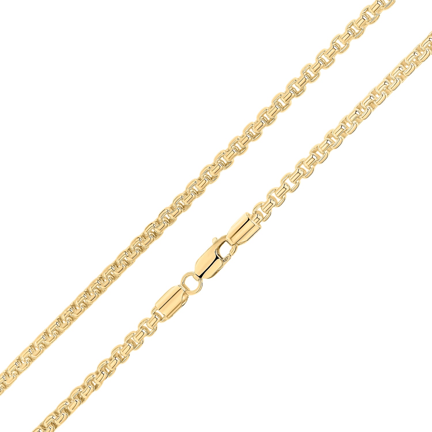 18ct Gold Vermeil on Sterling Silver 4mm Rounded Box Belcher Necklace