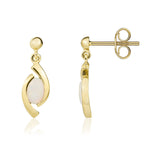 9ct Yellow Gold Oval Natural Opal 'Eye' Drop Earrings — 6x4mm