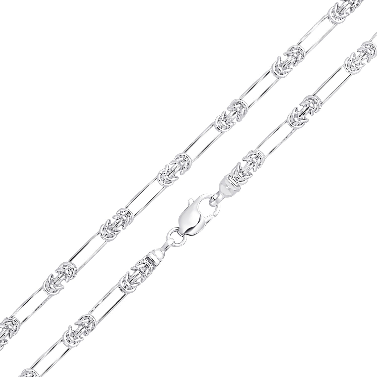 Silver 5mm Byzantine Long Oval Necklace