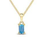 9ct Yellow Gold Octagonal Natural Swiss Blue Topaz Claw Pendant — 5x3mm