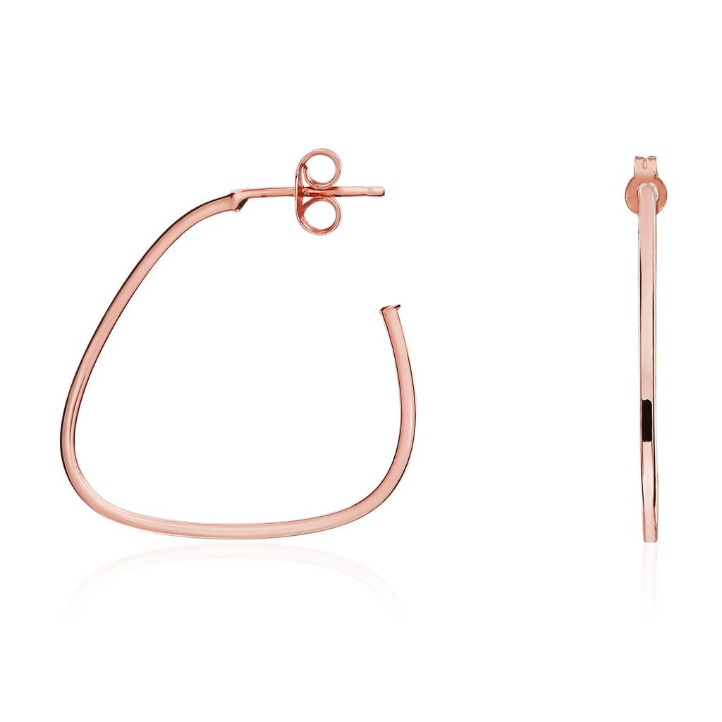 9ct Rose Gold Triangle Peg and Scroll Hoop Earrings