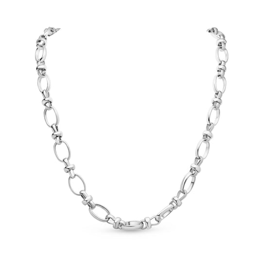 Sterling Silver Handmade Solid 8.5mm Oval Pinch Necklace with Lobster Clasp