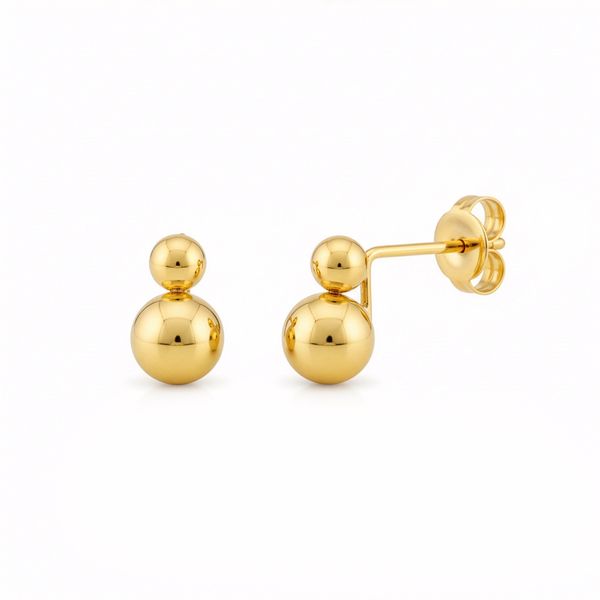 9ct Yellow Gold Double Ball Stud Earrings — 5mm x 3mm