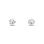 9ct White Gold Round Cubic Zirconia CZ Rubover Stud Earrings — 3mm