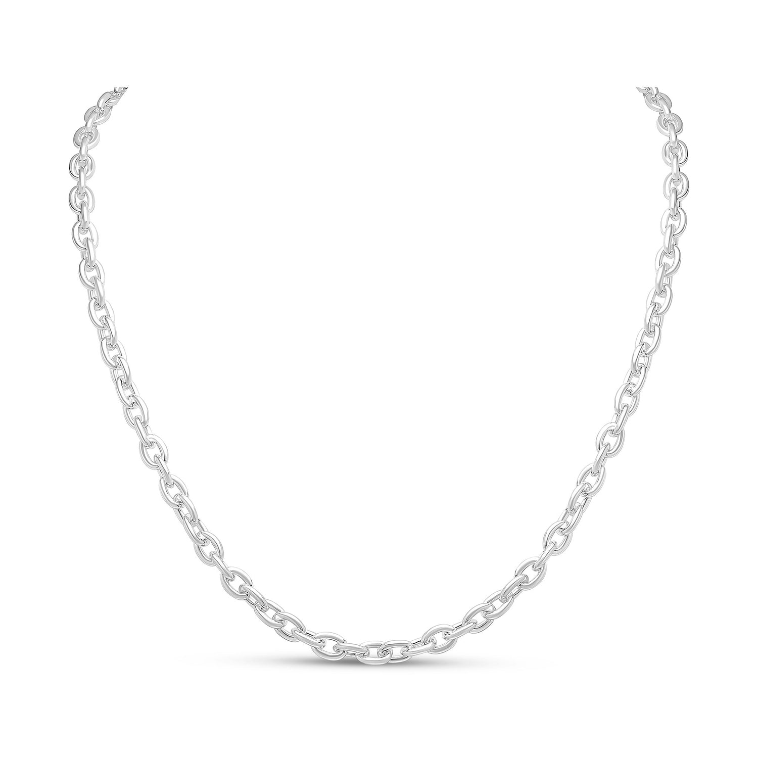 Sterling Silver 6mm Cable Chain T-Bar Necklace