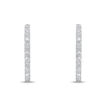 18ct White Gold Full Natural Diamond Round Hoop Earrings — 25mm