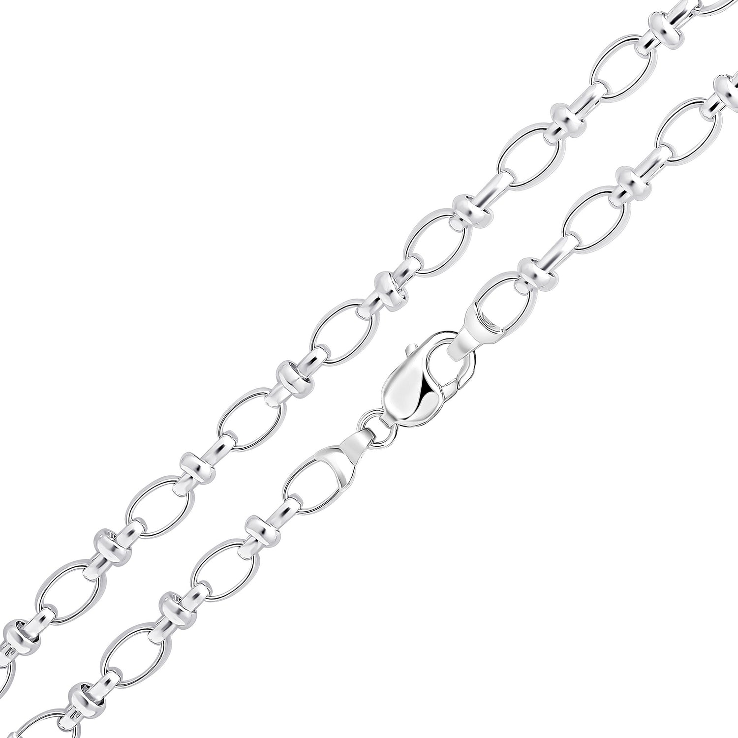 Sterling Silver Handmade Solid 8.5mm Oval Pinch Necklace with Lobster Clasp