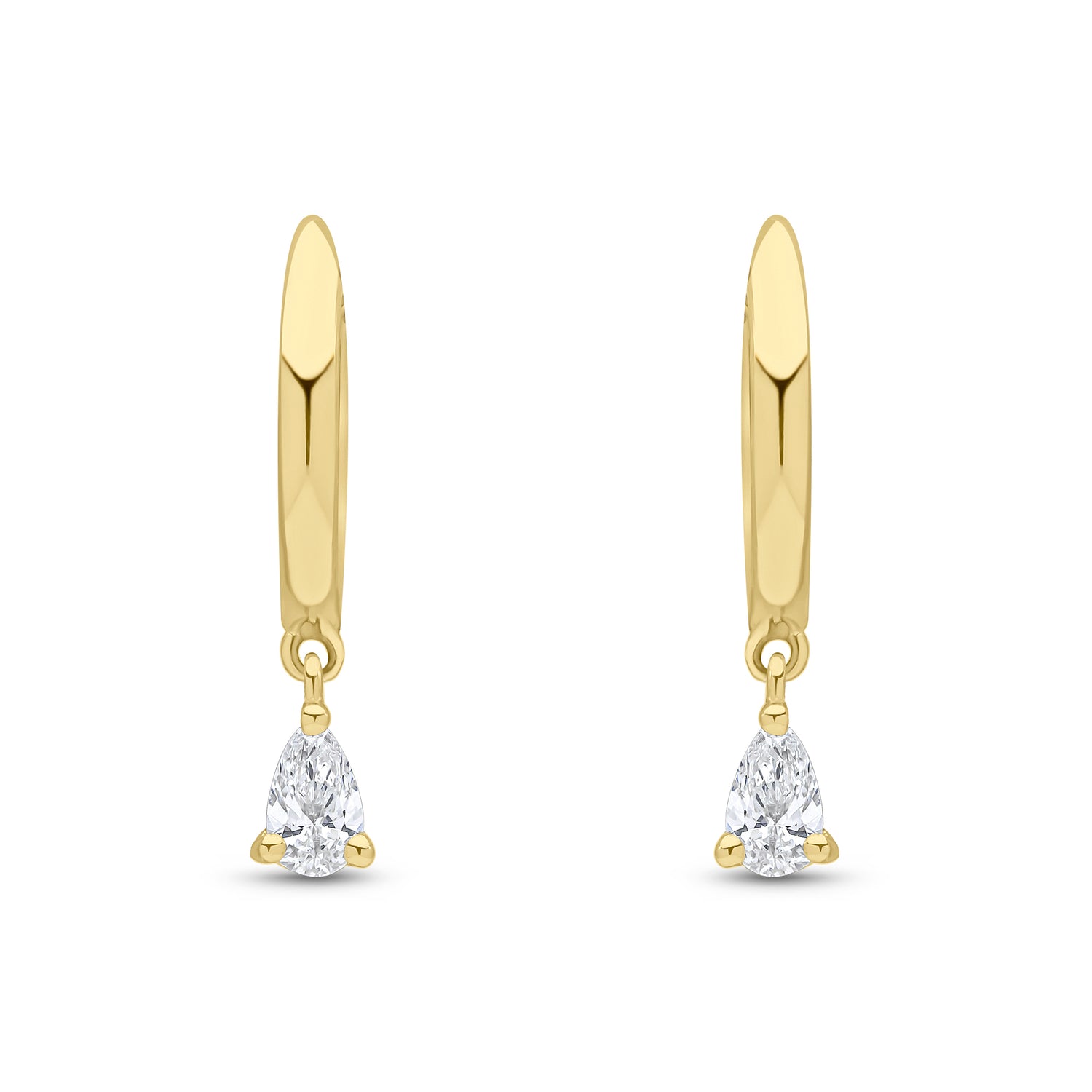 18ct Yellow Gold Hoop Earrings with Pear Shaped Natural Diamond Drops