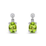 9ct White Gold Oval Natural Peridot Claw Drop Earrings — 7x5mm