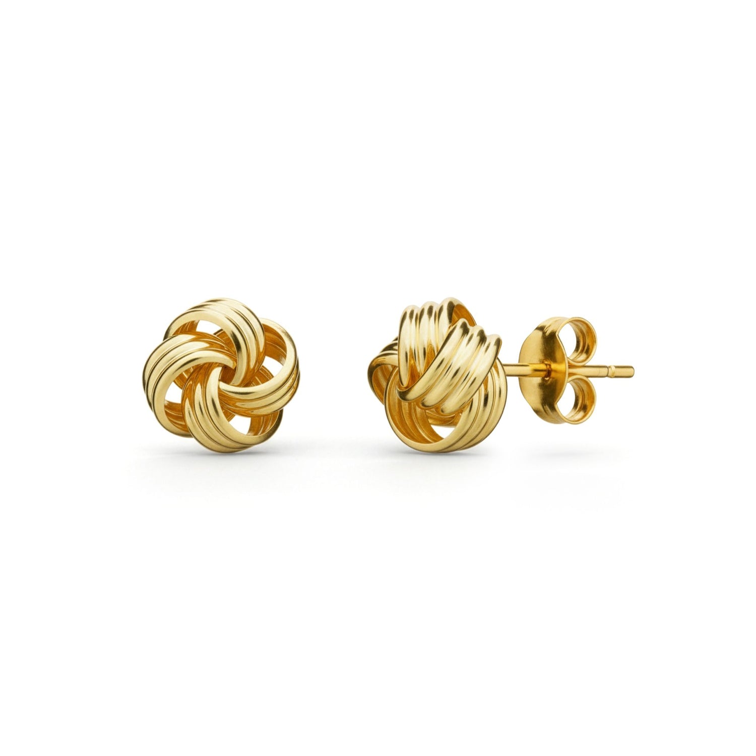9ct Yellow Gold Polished Ribbed Multi-Loop Knot Stud Earrings — 9mm
