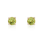 9ct Yellow Gold Round Natural Peridot Claw Stud Earrings — 4mm