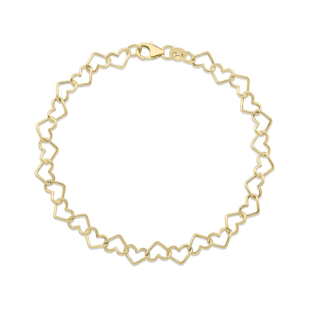 9ct Yellow Gold Heart Link Bracelet