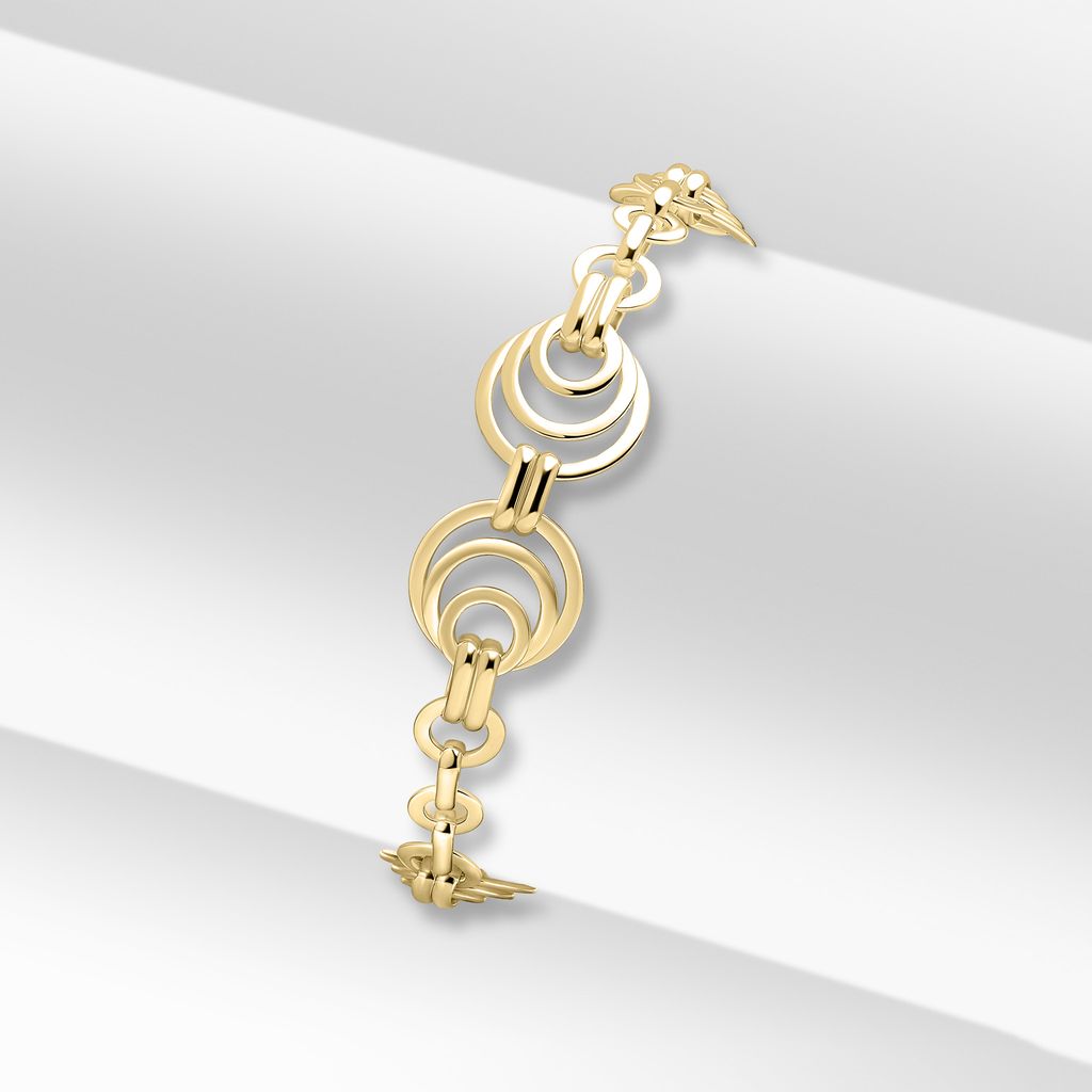 18ct Gold Vermeil on Sterling Silver 14.5mm Circles Bracelet