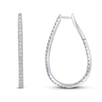 18ct White Gold Round Diamond Claw Set Horseshoe Hoop Earrings