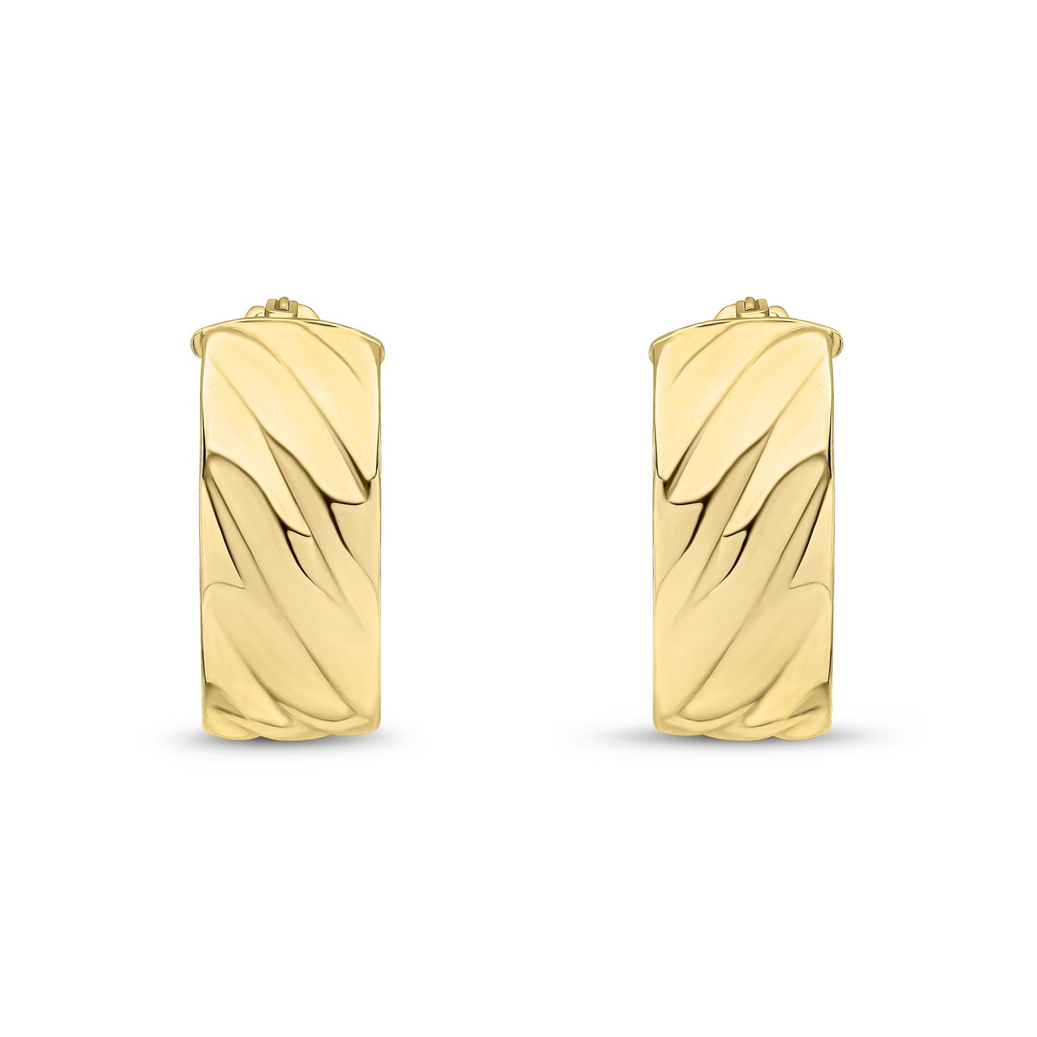 9ct Yellow Gold Striped Hoop Earrings