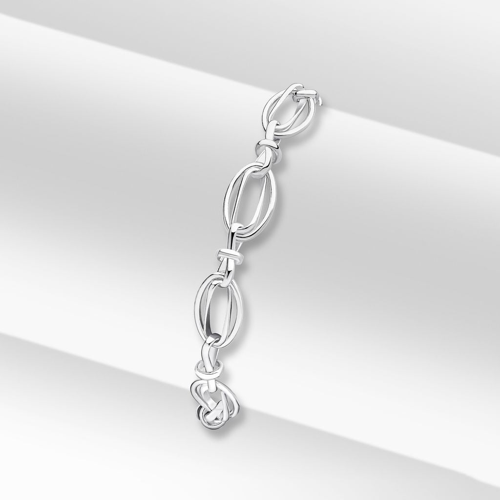 Sterling Silver Handmade Solid Oval Infinity Bracelet