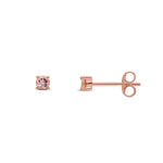 9ct Rose Gold Round Natural Morganite Claw Stud Earrings — 3mm