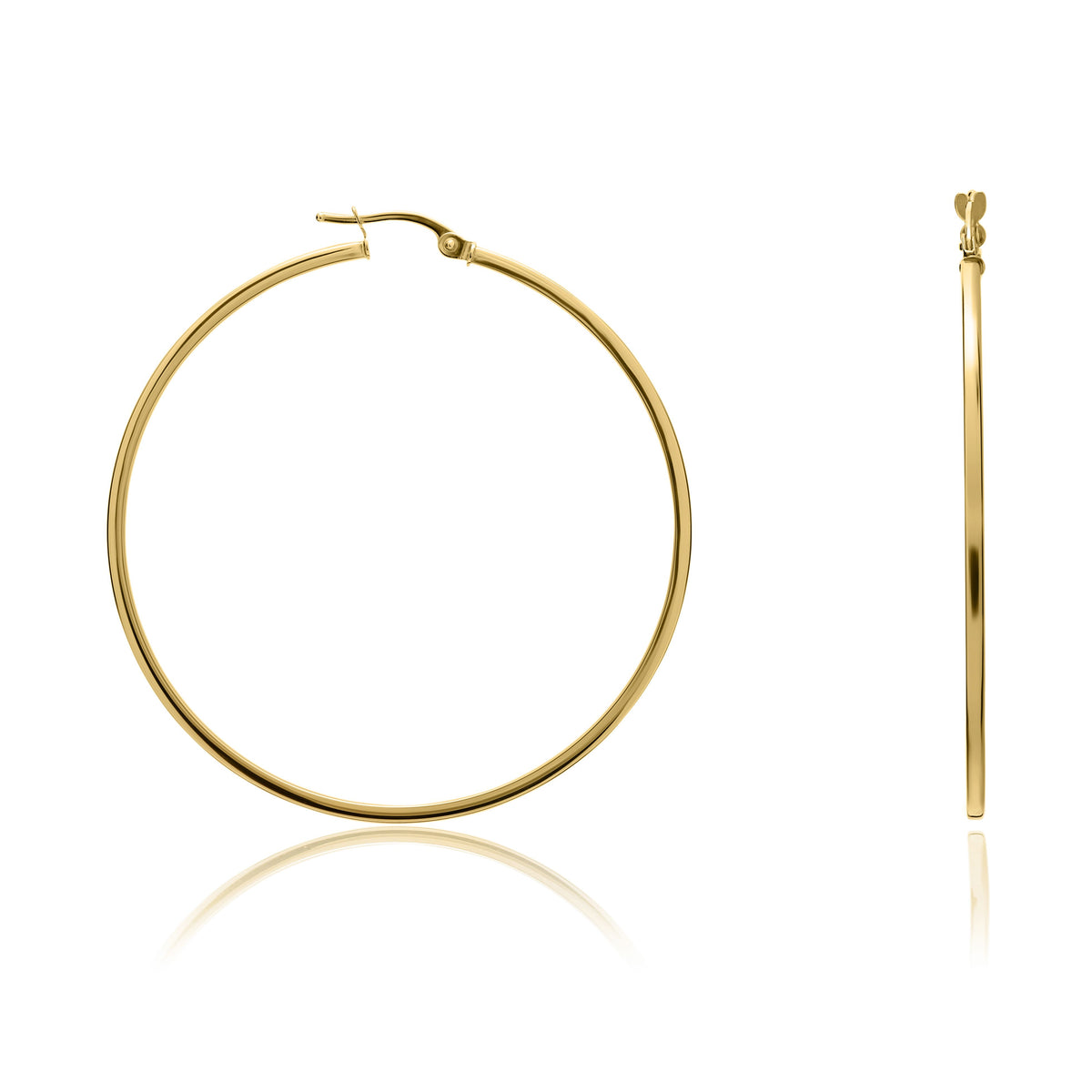 9ct Gold Square Tube Hoop Earrings — 48mm