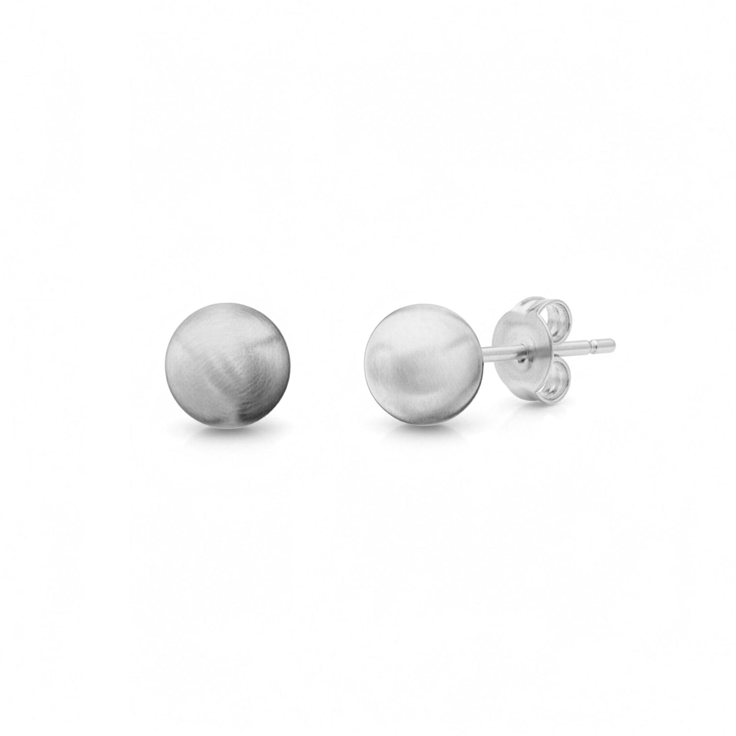 9ct White Gold Satin Ball Stud Earrings — 5mm