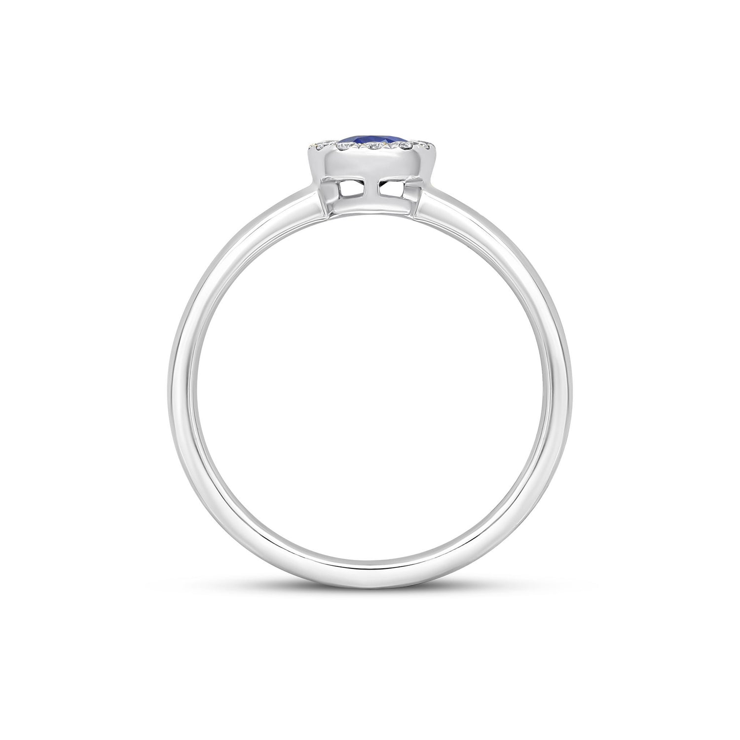 18ct White Gold Round Natural Blue Sapphire and Diamond Halo Cluster Ring — 4mm