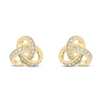 18ct Yellow Gold Natural Diamond Grain Set Knot Stud Earrings – 13.5mm