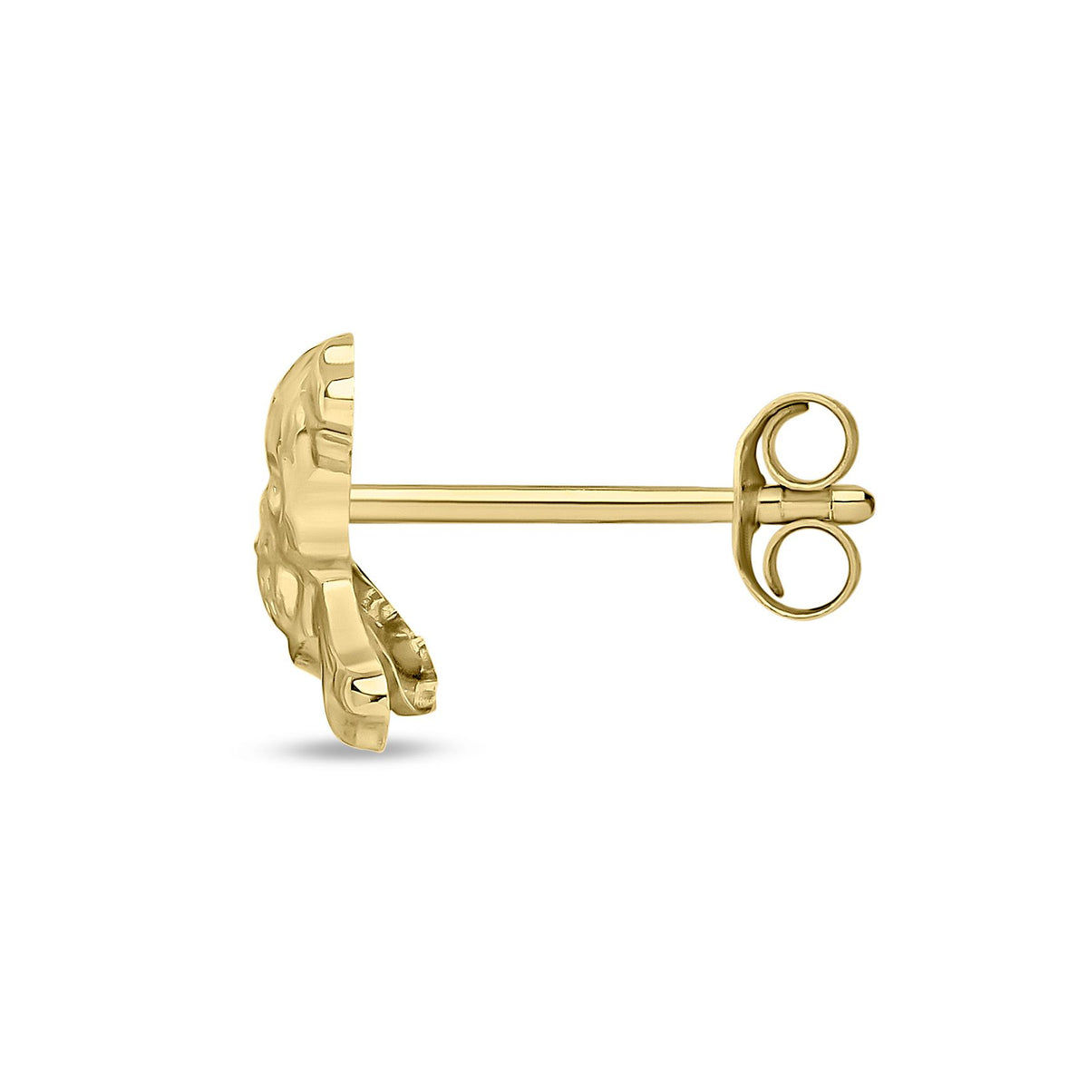 9ct Yellow Gold Skull & Crossbones Single Stud Earring