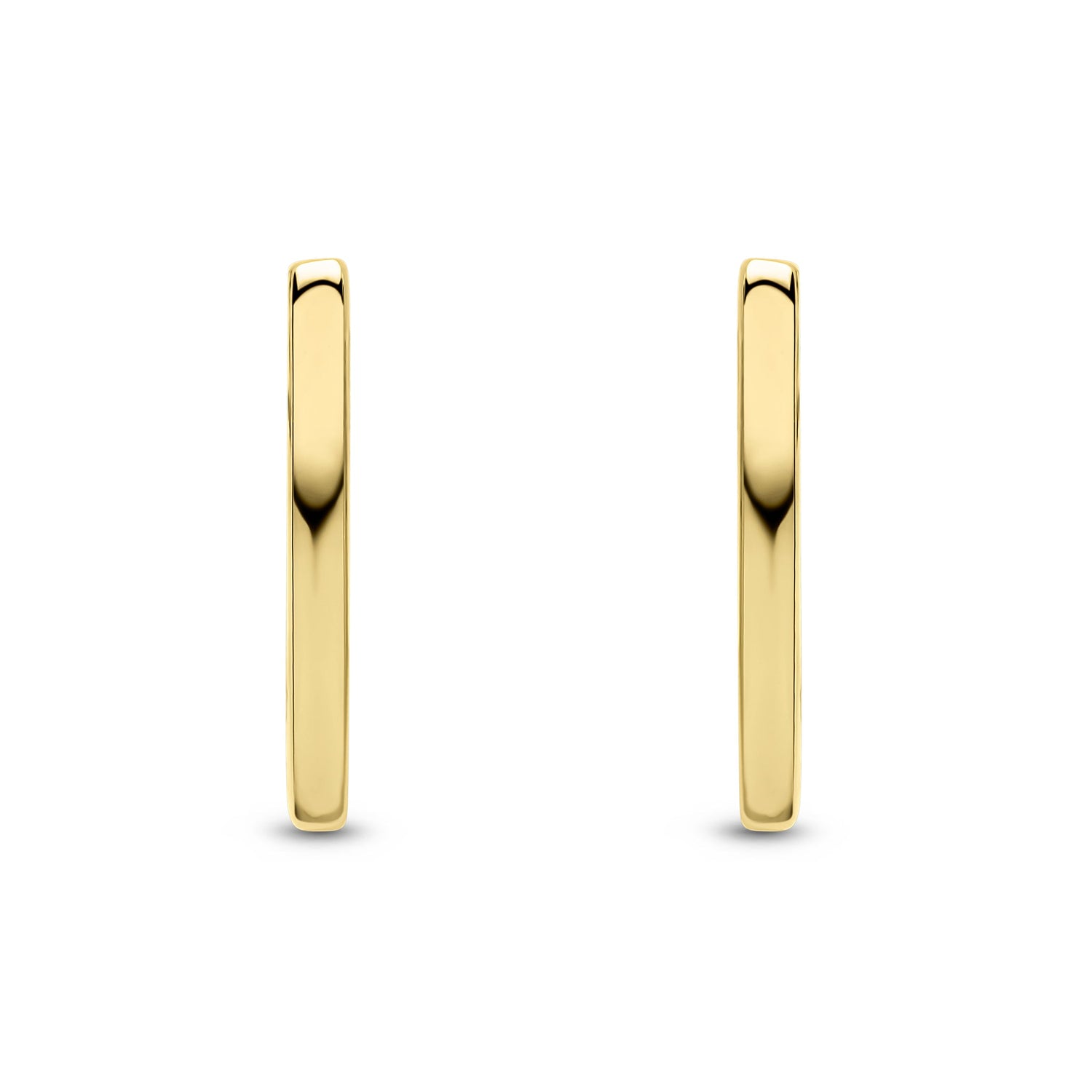 9CT Yellow Gold Squared Tube Angular Half Hoop Earrings — 16mm