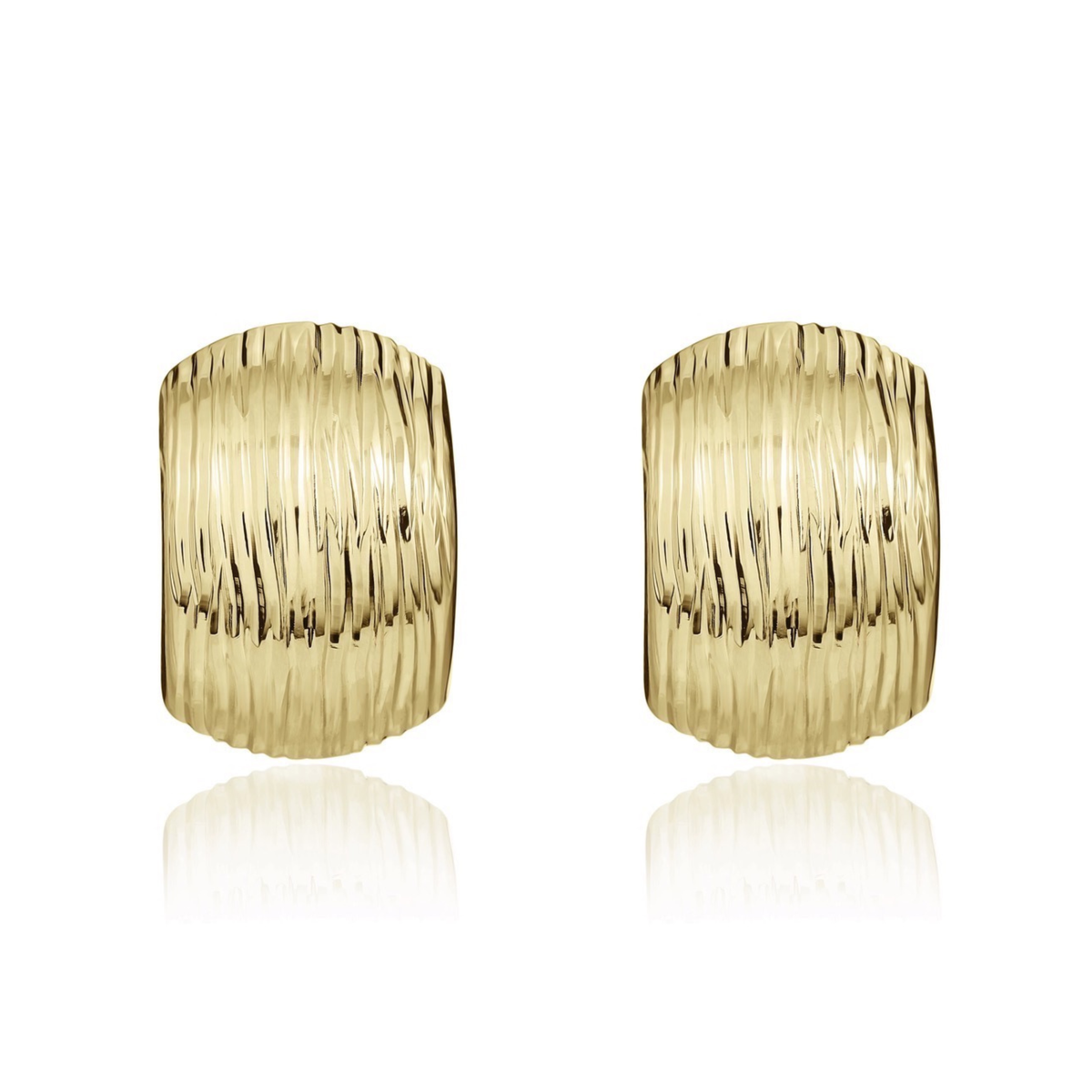9ct Yellow Gold Wide Ribbed Peg and Clip Earrings