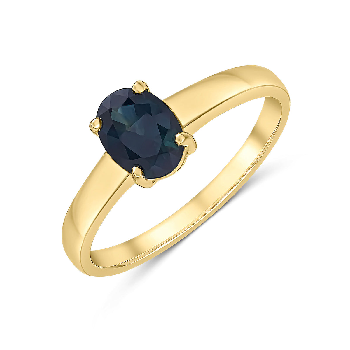 9ct Yellow Gold Oval Natural Gemstone Claw Single Stone Ring - 7x5mm