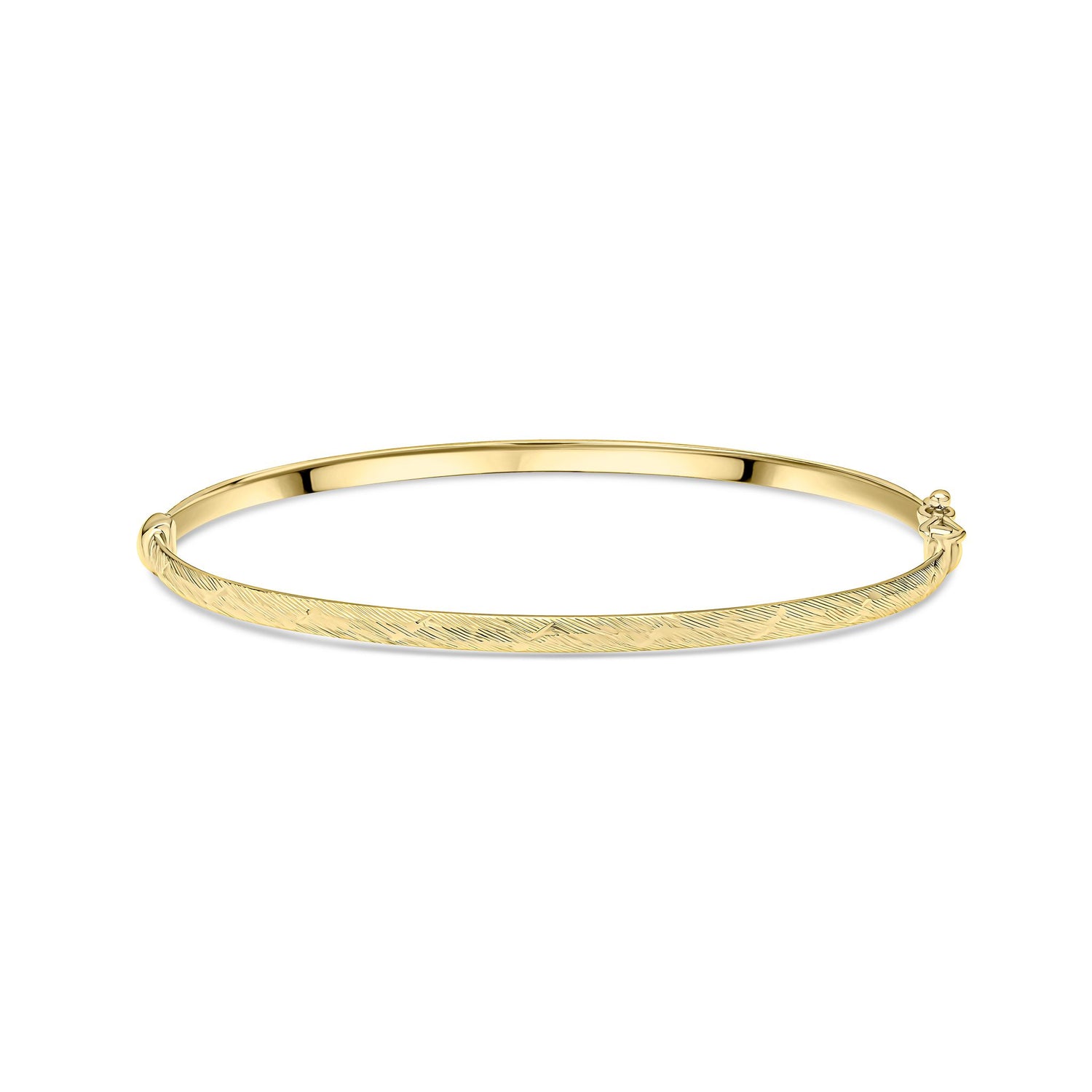9ct Yellow Gold Diamond Cut Engraved Bangle
