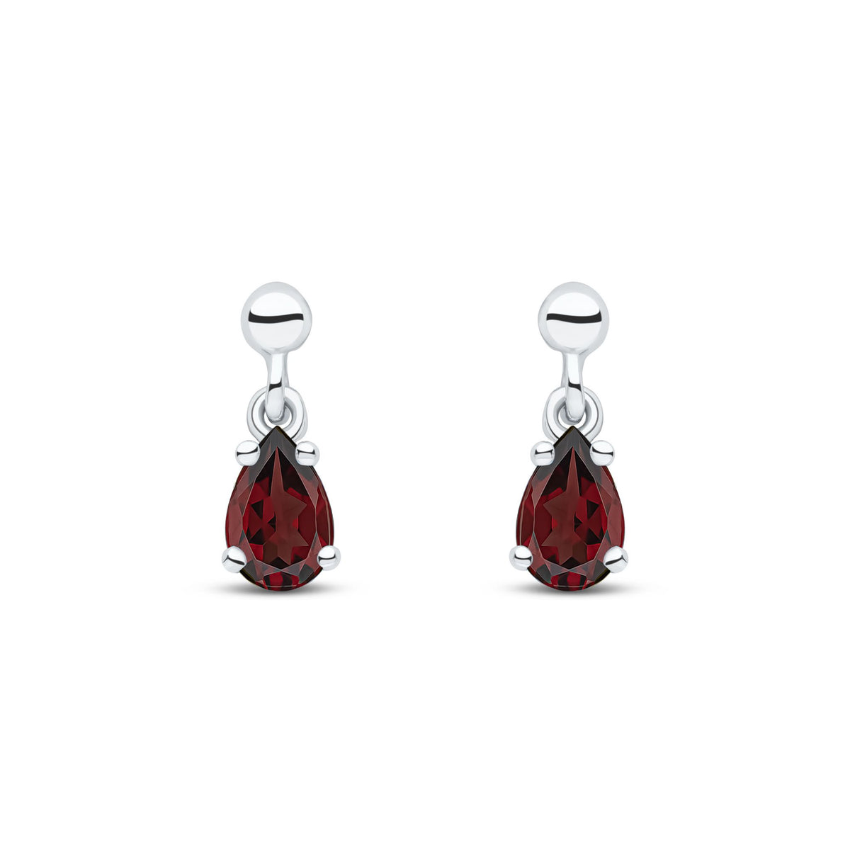 9ct White Gold Pear Shaped Claw Drop Earrings — 6x4mm